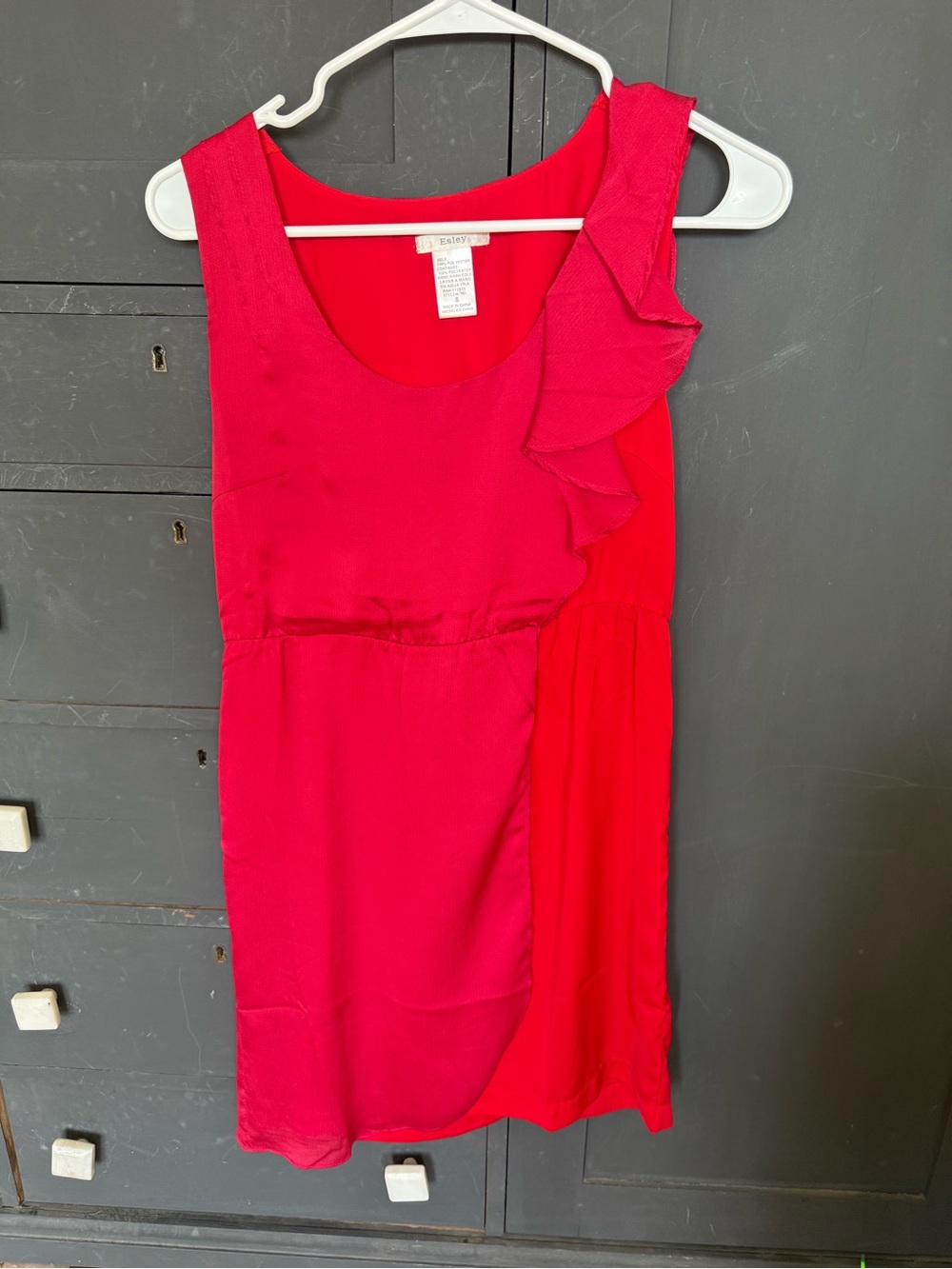 Esley One-Shoulder Ruffle Dress in Bright Red